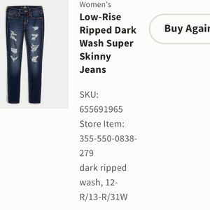 Hollister jeans. Brand new. Size 12/13/31 waist